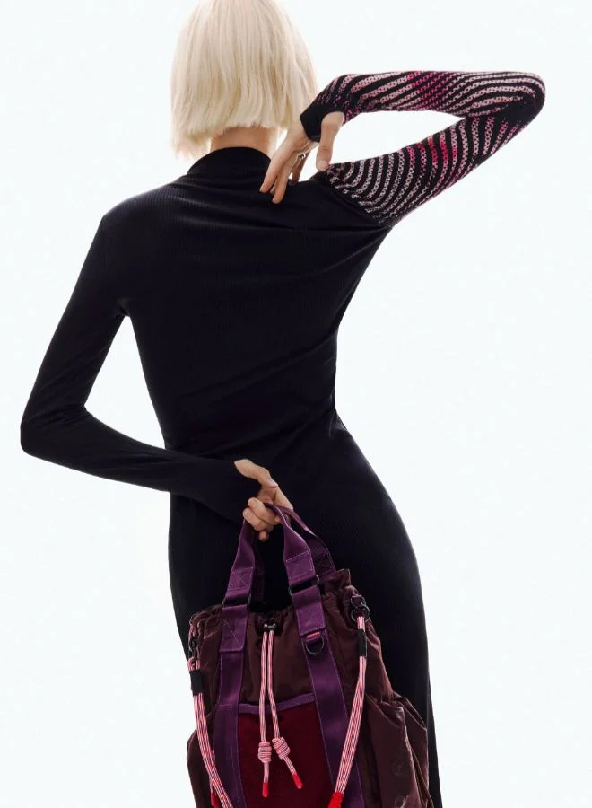 DESIGUAL black and pink abstract print Long Dress With Waves for Women | Best Price UAE